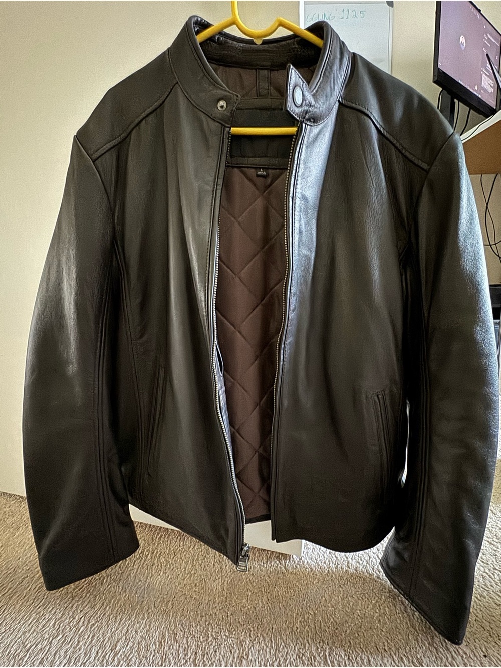 Andrew Marc Dark Brown Leather Bomber Jacket